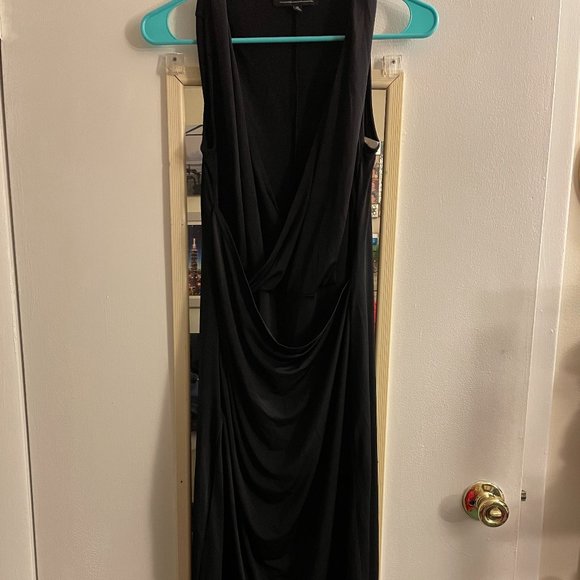 NWT Eloquii Ruched Black Dress with Slit - Picture 3 of 7